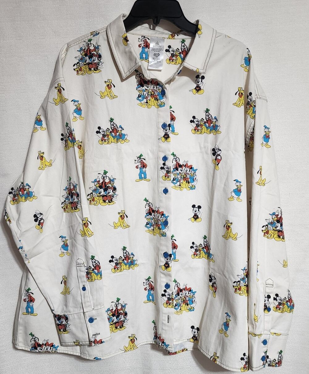 mickey and friends button down shirt 1X long sleeve shirt women's